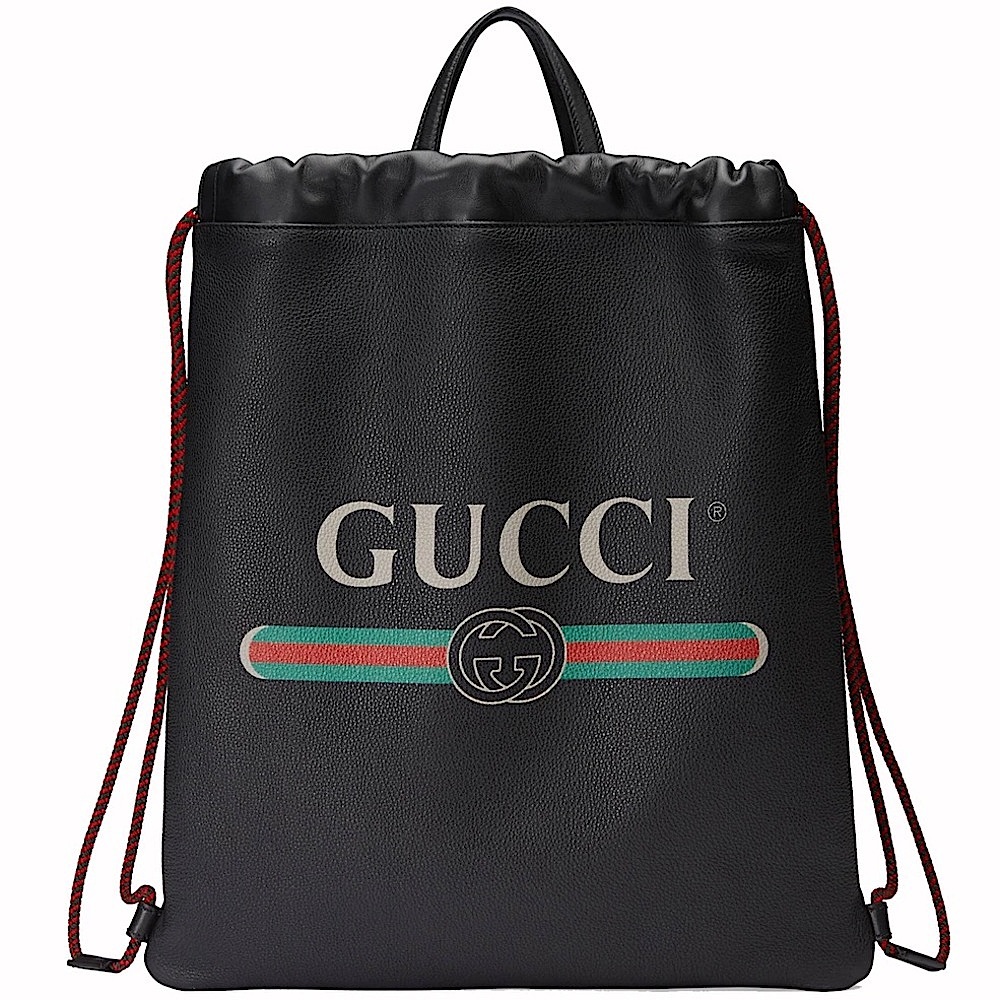 ❌ SOLD‼️ Gucci Black Leather Drawstring Backpack Bag